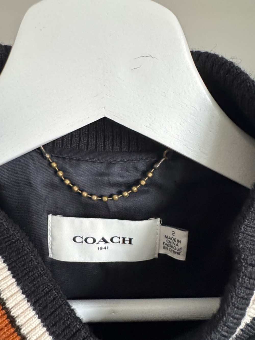 Coach Black Wool and Leather Varsity Jacket with Red Car Patch - Picture 2 of 6